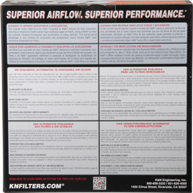 K&N 09+ Nissan GTR Drop In Air Filter - Mammoth Racing -