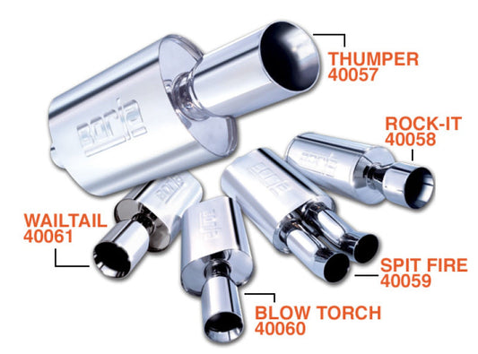 Borla Wailtail Oval 2-1/4in x 5in Side Round Out Boomer Muffler - My Store