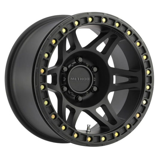 Method Mr106 Beadlock 17x9 -44mm Offset 6x5.5 108mm CB Matte Black w/BH-H24125 Wheel