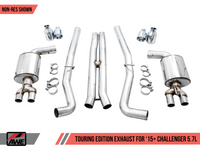 AWE Tuning 2017+ Challenger 5.7L Touring Edition Exhaust - Non-Resonated - Chrome Silver Quad Tips - Mammoth Racing -