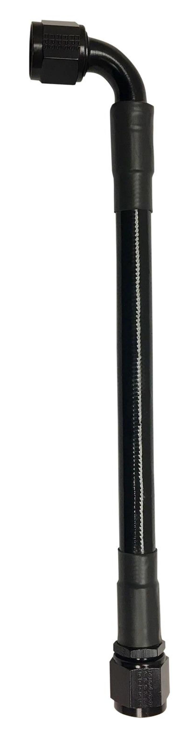Fragola -6AN Ext Black PTFE Hose Assembly Straight x 90 Degree 84in - Mammoth Racing -