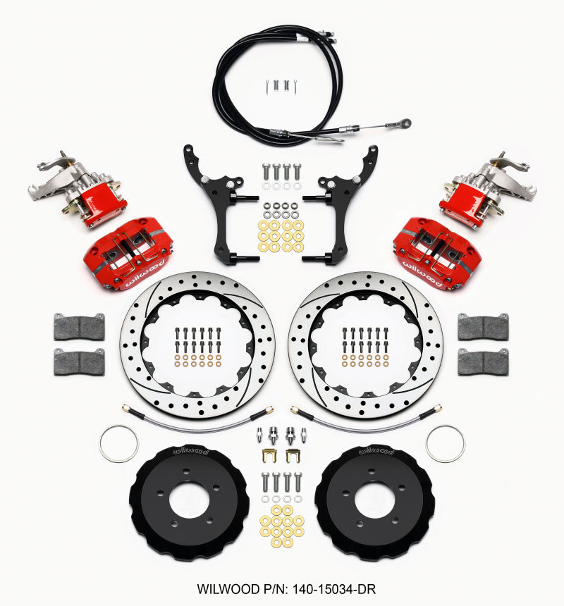 Wilwood Dynapro Radial4 / MC4 Rear Kit 12.88 Drilled Red 2006-15 Miata w/Lines & Cables - My Store