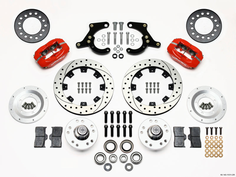 Wilwood Forged Dynalite Front Kit 11.75in Drilled Red 59-64 Chevy Impala / 63-64 Corvette - Mammoth Racing -