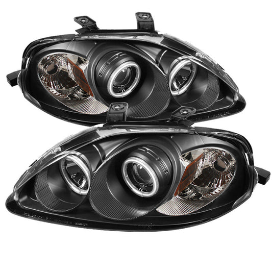 Spyder Honda Civic 99-00 Projector Headlights CCFL Halo Black High H1 Low H1 PRO-YD-HC99-CCFL-BK