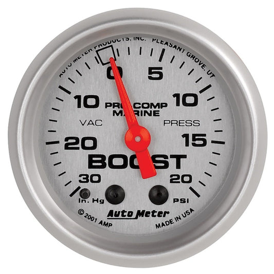 Autometer Marine Silver Ultra-Lite 2-1/16in 0-30 HG / 0-20 PSI Vacuum / Boost Gauge - My Store