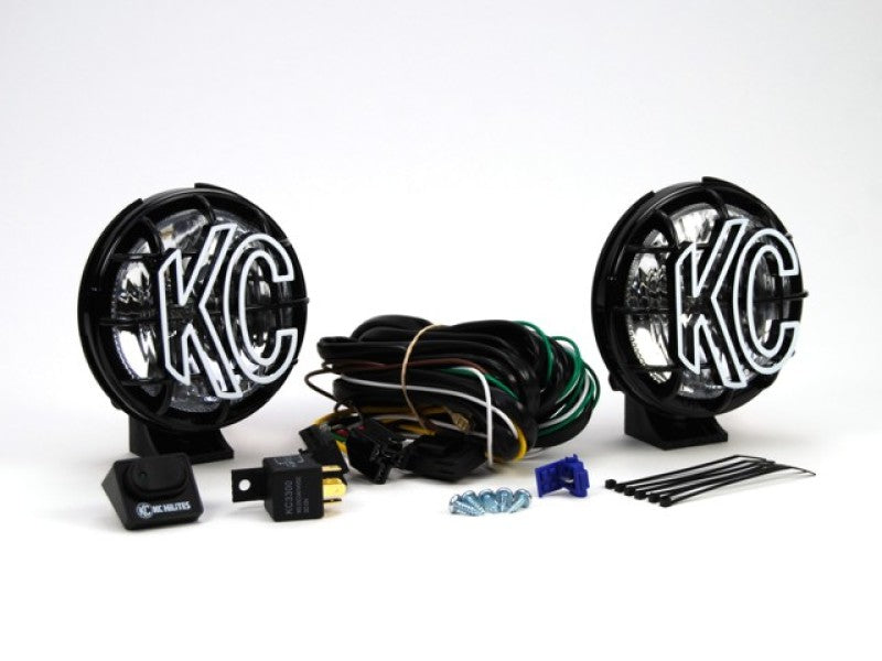 KC HiLiTES Apollo Pro 5in. Halogen Light 55w Spread Beam (Pair Pack System) - Black - Mammoth Racing -