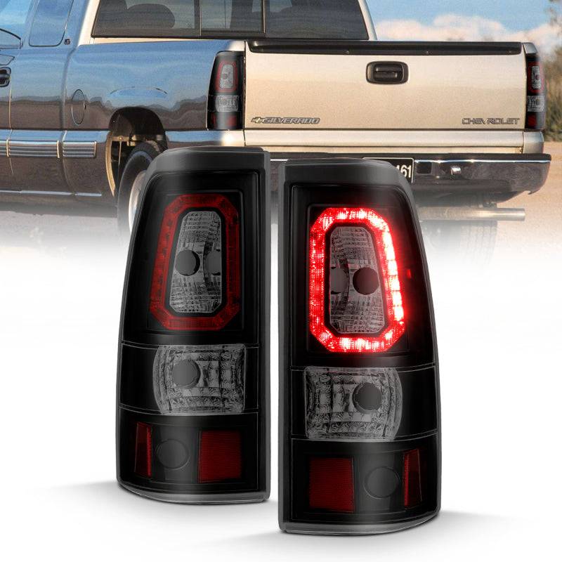 ANZO 1999-2002 Chevy Silverado 1500 LED Taillights Plank Style Black w/Smoke Lens - My Store