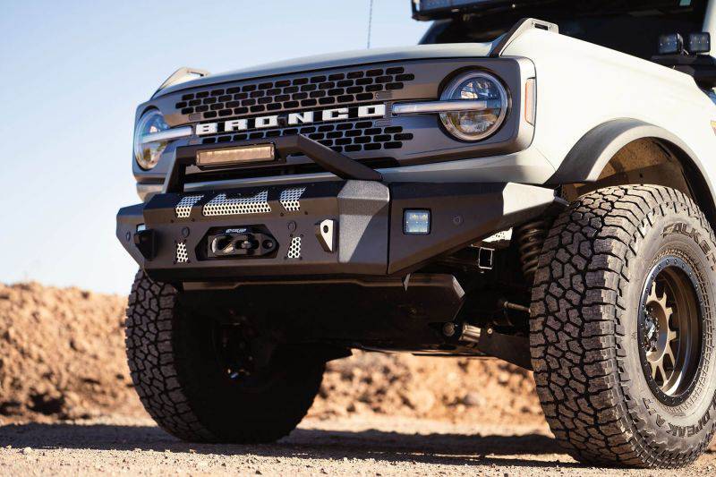 DV8 Offroad 2021+ Ford Bronco Front Bumper Winch Capable w/ Optional Bull Bar/Aux Light Opening - Mammoth Racing -