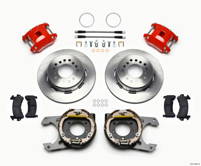 Wilwood D154 P/S Park Brake Kit Red Jeep Dana 35 2.56 Off 5-lug w/ lines - Mammoth Racing -