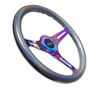 NRG Classic Wood Grain Steering Wheel (350mm) Chameleon/Pearlescent Paint Grip w/Neochrome 3-Spoke - My Store