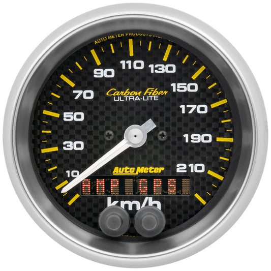 Autometer Carbon Fiber 3-3/8in. 0-225km/h (gps) Speedometer Gauge - My Store