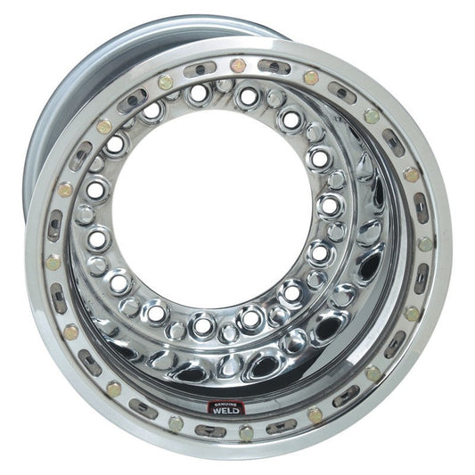 Weld Wide 5 XL Direct Mount 15x14 / 5x10.25 BP / 6in. BS Polished Assembly - Beadlock w/6-Dzus Cover - Mammoth Racing -