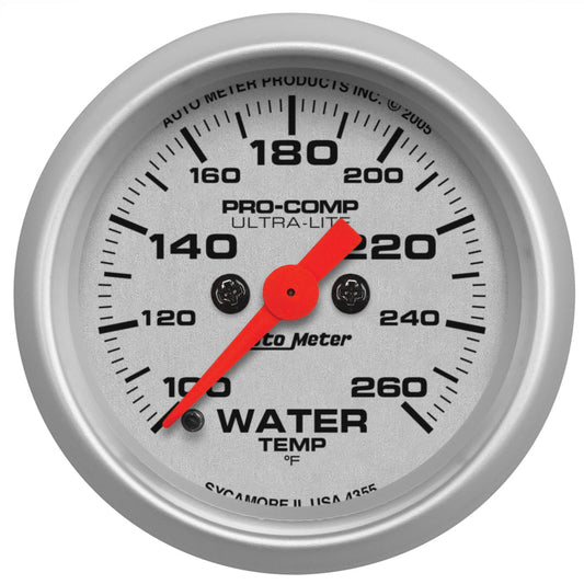 Autometer Ultra-Lite 52mm 100-260 degree F Full Sweep Electronic Water Temperature Gauge - My Store