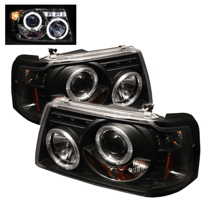 Spyder Ford Ranger 01-11 1PC Projector Headlights LED Halo LED Blk PRO-YD-FR01-1PC-HL-BK - Mammoth Racing -