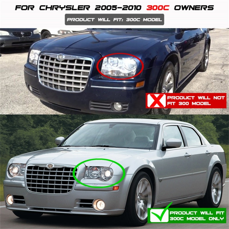 Spyder Chrysler 300C 05-10 Projector Headlights LED Halo LED Blk (Not Included) PRO-YD-C300C-HL-BK - Mammoth Racing -