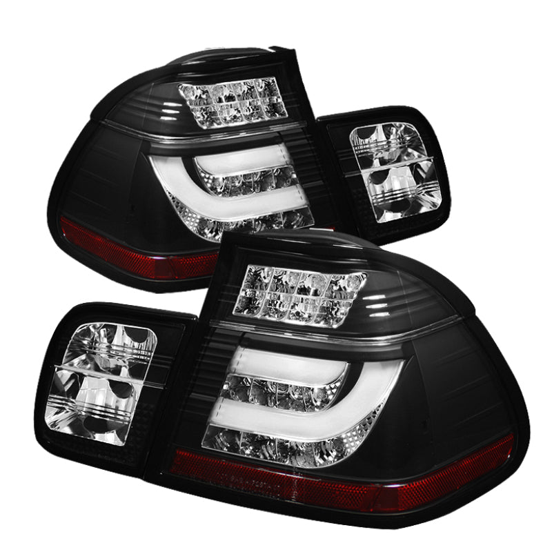 Spyder BMW E46 3-Series 02-05 4Dr Light Bar Style LED Tail Lights Black ALT-YD-BE4602-4D-LBLED-BK - Mammoth Racing -