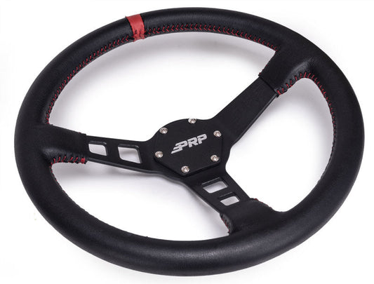 PRP Deep Dish Leather Steering Wheel- Red - Mammoth Racing -