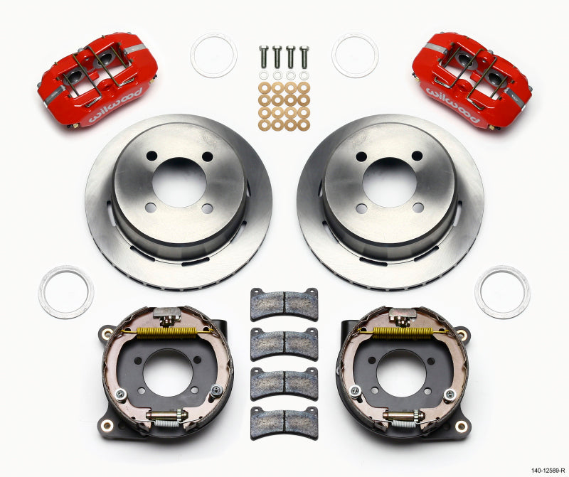 Wilwood Dynapro Low-Profile 11.00in P-Brake Kit - Red Ford 7.5in Rear 2.80 Offset - 4-Lug - Mammoth Racing -