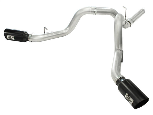 aFe MACHForce XP Exhaust Aluminized Dual Split DPF Back 11-15 GM Diesel Truck V8-6.6L (td) (BLK tip) - Mammoth Racing -