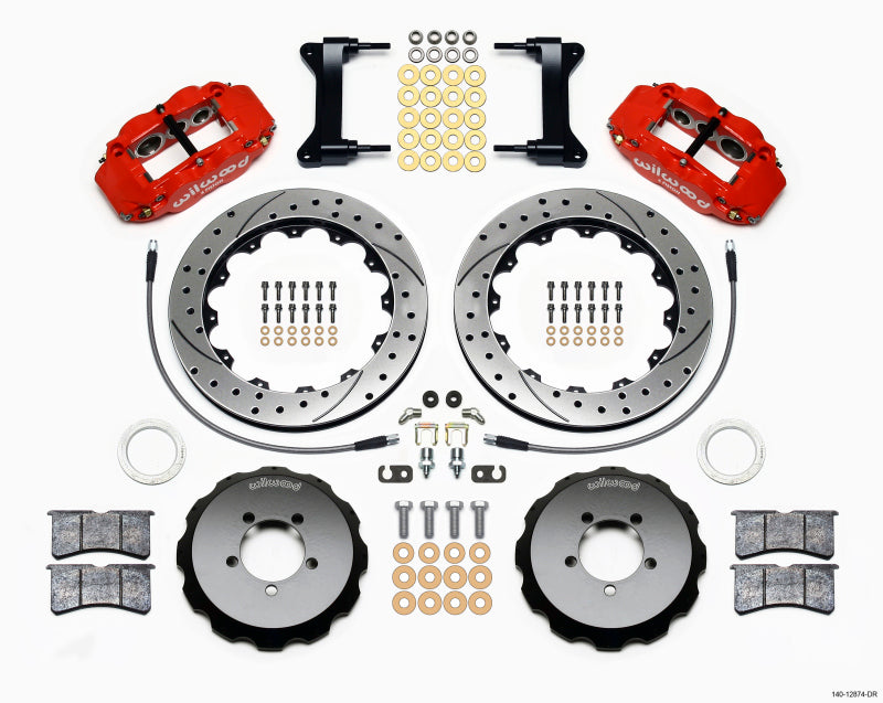 Wilwood Narrow Superlite 6R Front Hat Kit 13.06in Drilled Red 1999-2012 Subaru WRX w/Lines - Mammoth Racing -
