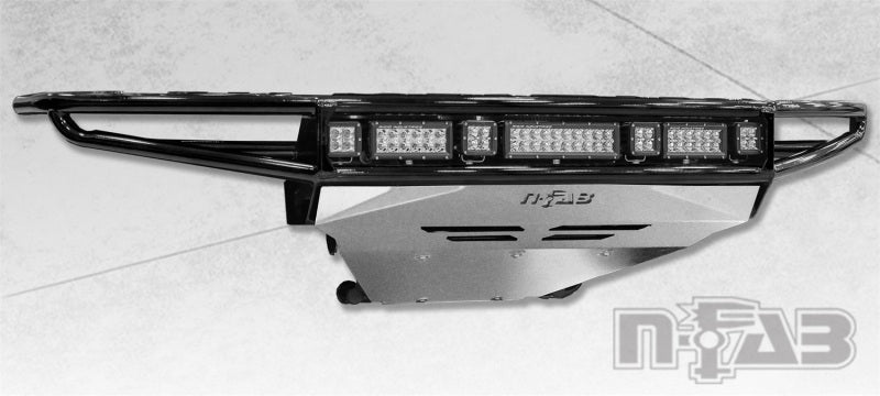 N-Fab M-RDS Front Bumper 15-17 Chevy Colorado - Gloss Black w/Silver Skid Plate - Mammoth Racing -