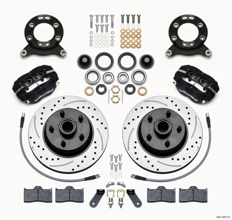 Wilwood Forged Dynalite-M Front Kit 11.30in 1 PC Rotor&Hub-Drill 70-73 Mustang Disc & Drum Spindle - My Store