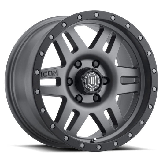 Icon Six Speed 17x8.5 6x5.5 25mm Offset 5.75in BS 108.1mm Bore Titanium Wheel - Mammoth Racing -