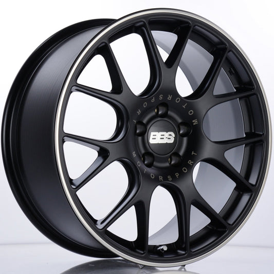 BBS CH-R 19x8.5 5x112 ET32 Satin Black Polished Rim Protector Wheel -82mm PFS/Clip Required - Mammoth Racing -