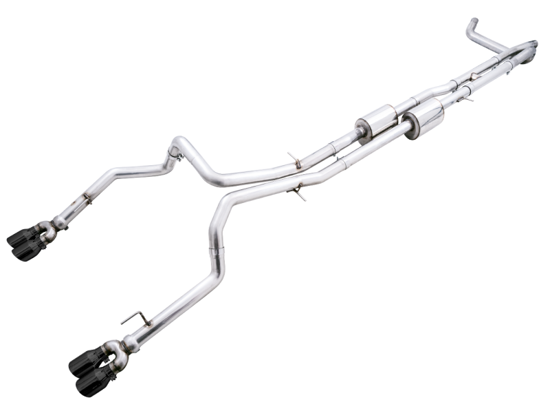 AWE Tuning 4th Gen GM 1500 6.2L 0FG Catback Split Rear Exit (w/ Bumper Cutouts) - Quad Diamond Tips - Mammoth Racing -