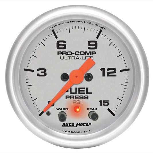 Autometer Ultra-Lite 2-1/16in 15psi Stepper Motor Fuel Pressure Gauge - My Store