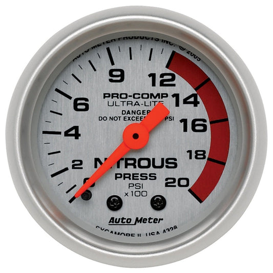 Autometer Ultra-Lite 52mm 2000 PSI Mechanical Nitrous Pressure Gauge - My Store