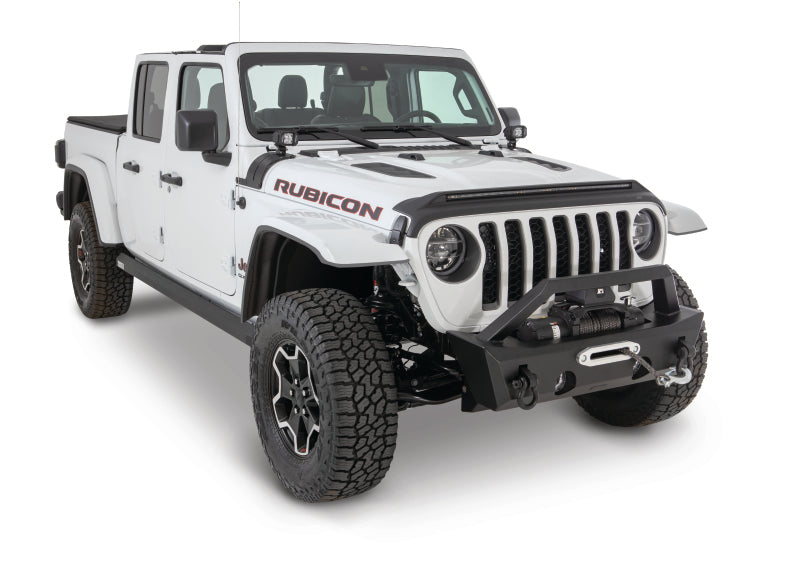 AVS 2018-2019 Jeep Wrangler (JL) Aeroskin Low Profile Hood Shield w/ Lights - Black - Mammoth Racing -