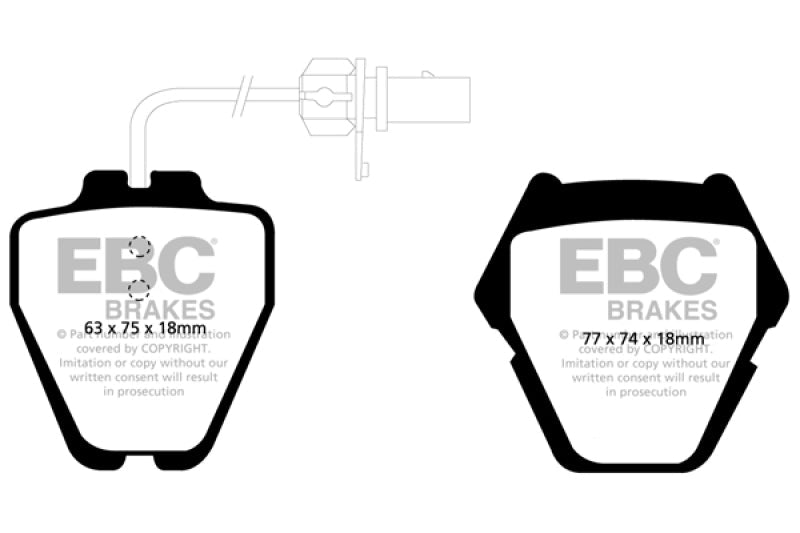 EBC 99-01 Audi A6 Quattro 2.7 Twin Turbo Sedan (8 Pad Set) Yellowstuff Front Brake Pads - My Store