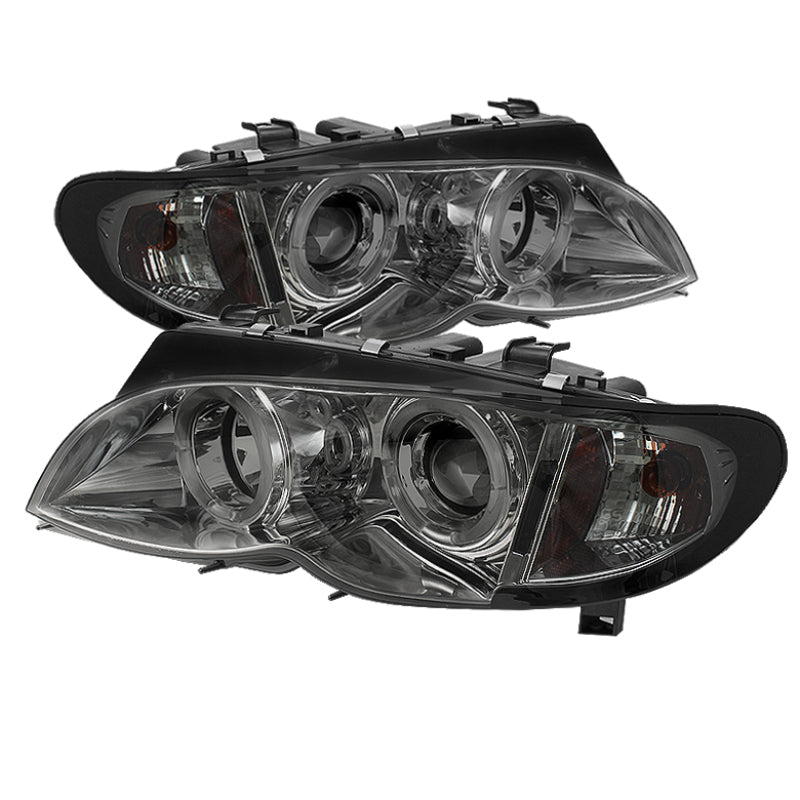 Spyder BMW E46 3-Series 02-05 4DR Projector Headlights 1PC LED Halo Smke PRO-YD-BMWE4602-4D-AM-SM - Mammoth Racing -