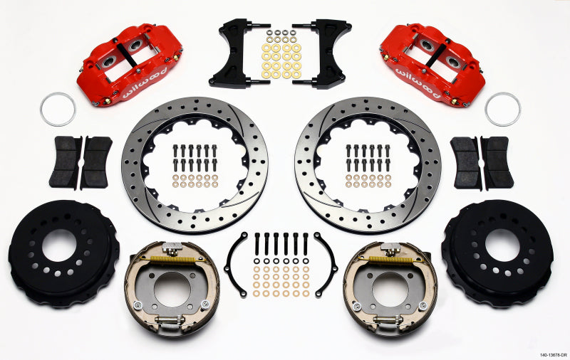 Wilwood Narrow Superlite 4R Rear P-Brk Kit 12.88in Drill Red Chevy 12 Bolt w/ C-Clips - My Store