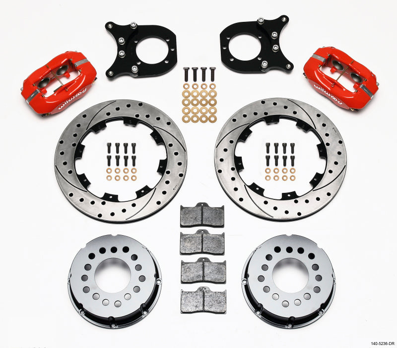 Wilwood Forged Dynalite P/S Rear Kit Drilled Red Chev 12 Bolt w/Clip Eliminator - My Store