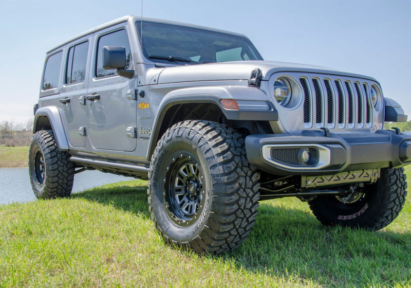 N-Fab RKR Rails 2019 Jeep Wrangler JT 4DR Truck Full Length - Tex. Black - 1.75in - Mammoth Racing -