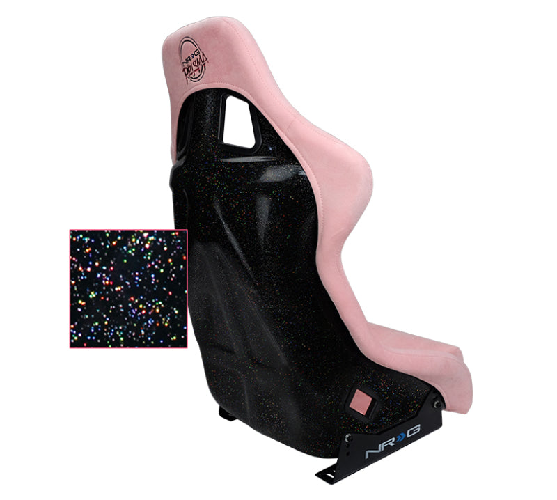 NRG FRP Bucket Seat PRISMA Edition W/ pearlized Back Pink Alcantara - Large - My Store