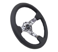 NRG Reinforced Steering Wheel (350mm / 3in. Deep) Blk Leather w/Hydrodipped Digi-Camo Spokes - My Store