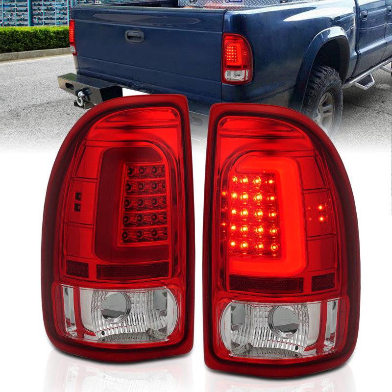 ANZO 1997-2004 Dodge Dakota LED Taillights Chrome Housing Red Lens Pair - My Store
