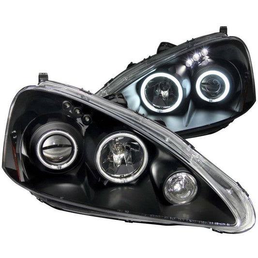 ANZO 2005-2006 Acura Rsx Projector Headlights w/ Halo Black - My Store