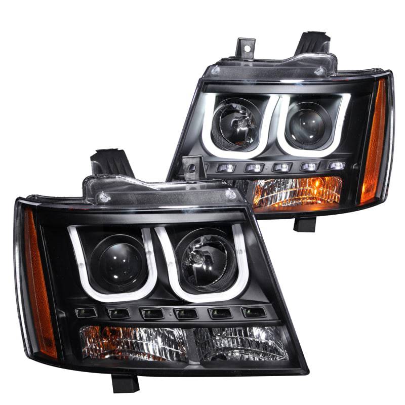 ANZO 2007-2013 Chevrolet Avalanche Projector Headlights w/ U-Bar Black - My Store