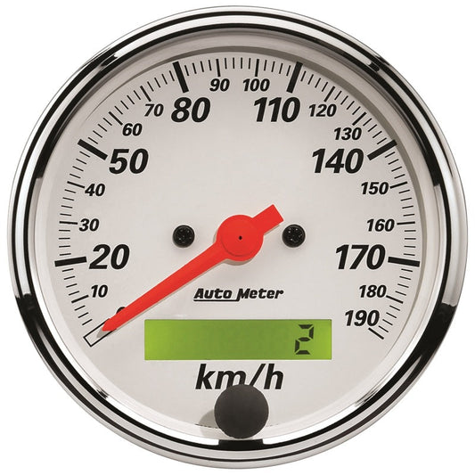 Autometer Arctic White 3-1/8in 190km/h Electronic Programmable Speedometer w/ LCD ODO - My Store