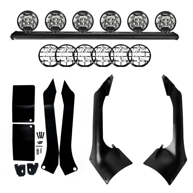 KC HiLiTES 18-21 Jeep Jl/jt 50in. Overhead Xross Bar Kit w/(6) SlimLite LED Lights 300w - Black - Mammoth Racing -