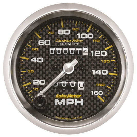 Autometer 3-3/8in Carbon Fiber 0-160mph Mechanical Speedometer - My Store