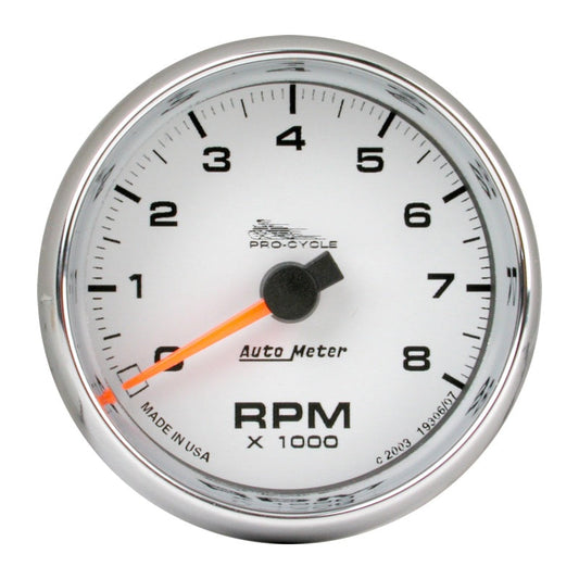 Autometer Pro-Cycle Gauge Tach 2 5/8in 8K Rpm 2&4 Cylinder White - My Store