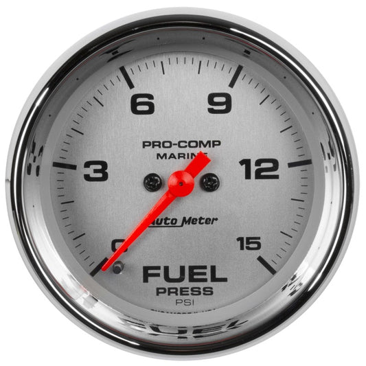 Autometer 2-1/16in 15psi Digital Stepper Motor Marine Chrome Ultra-Lite Gauge - My Store