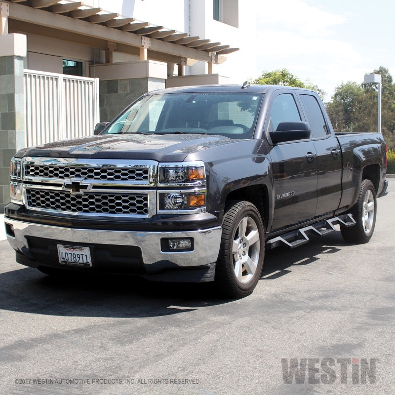 Westin 14-18 Chevrolet Silverado 1500 DC 6.5ft Bed HDX Drop W2W Nerf Step Bars - Tex. Blk - Mammoth Racing -