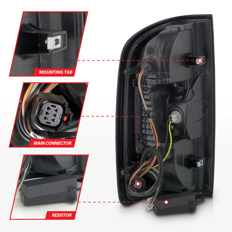 ANZO 15-21 GMC Canyon Full LED Tail Lights w/ Red Lightbar Black Housing Smoke Lens - Mammoth Racing -