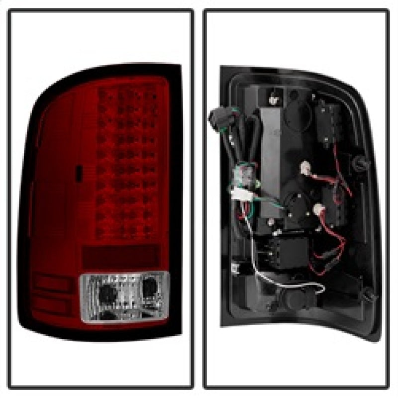 Spyder GMC Sierra 07-13 (Not 3500 Dually 4 Rear Wheels)LED Tail Lights Red Clear ALT-YD-GS07-LED-RC - Mammoth Racing -